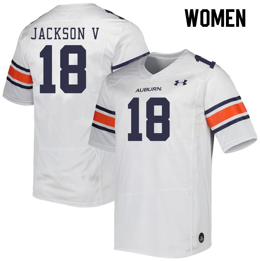 Women #18 Sam Jackson V Auburn Tigers College Football Jerseys Stitched-White